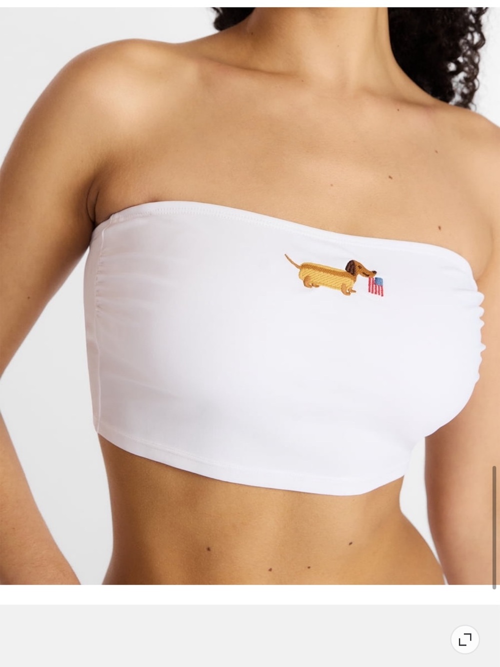 No Boundaries White Halter/strapless Top Dachshund.